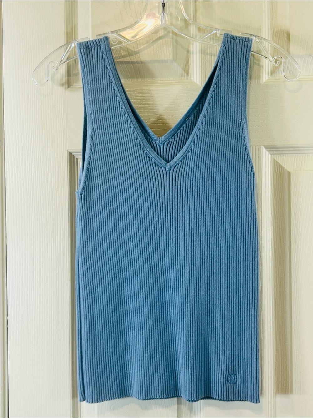 Calvin Klein Teal Ribbed V-Neck Tank Top